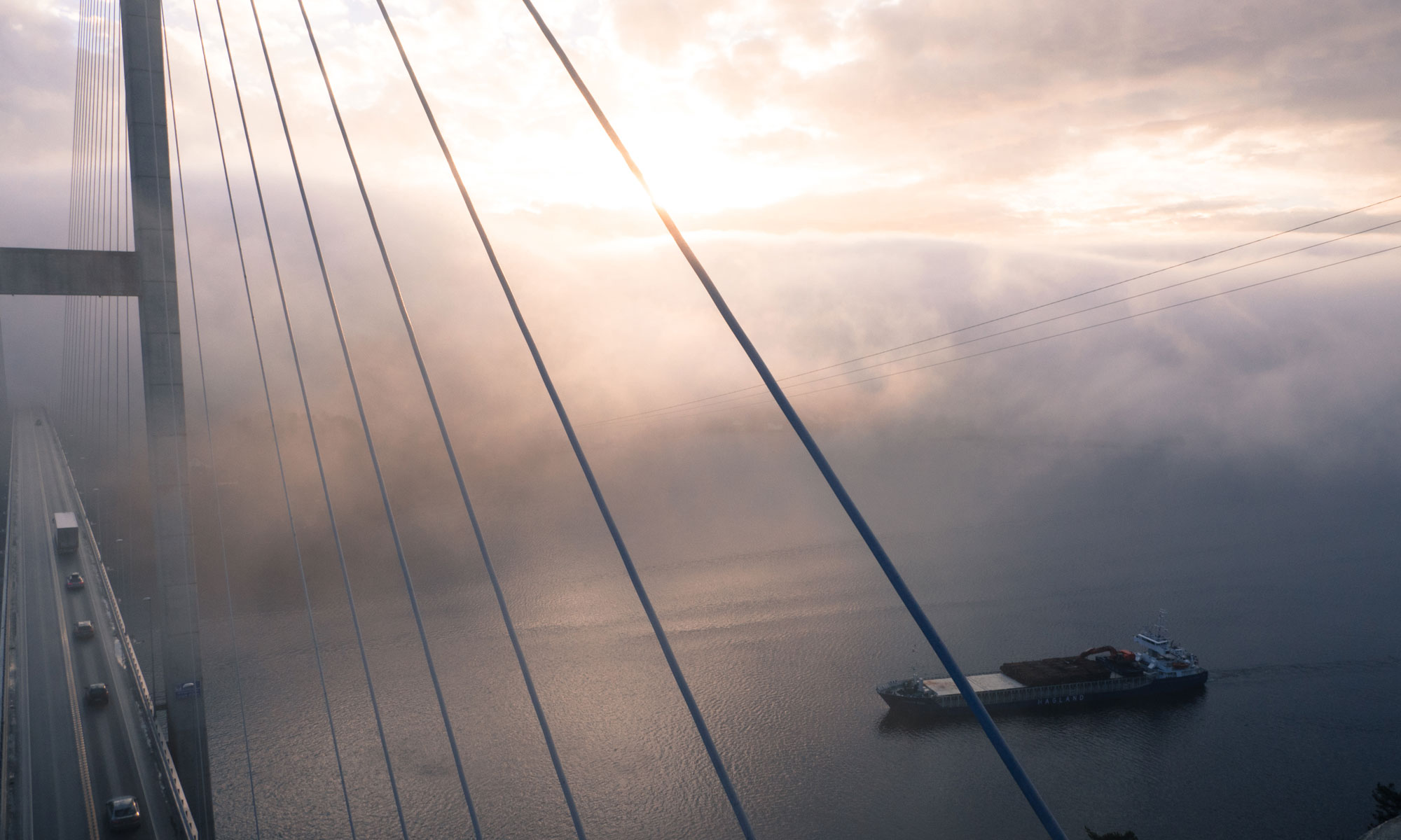 Bridge, Boat and Sunlight